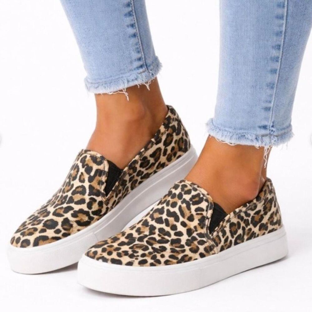 Steve Madden Gills Leopard Platform Slip On Sneakers Size 6.5
